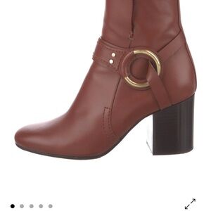 Chloe Brown Ankle Boots with Gold Accent